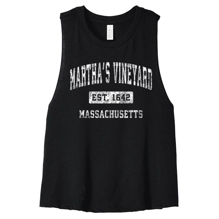 MarthaS Vineyard Massachusetts Vintage Established Sports Women's Racerback Cropped Tank