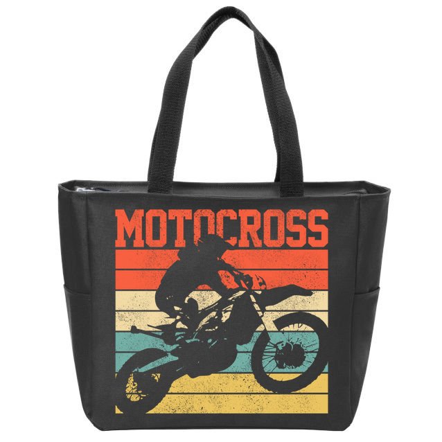 Motocross Vintage Mx Dirt Bike Motorcycle Enduro Biker Gift Cool Gift Zip Tote Bag