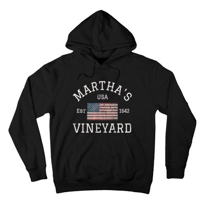 Marthas Vineyard Massachusetts American Flag Usa Vintage Hoodie