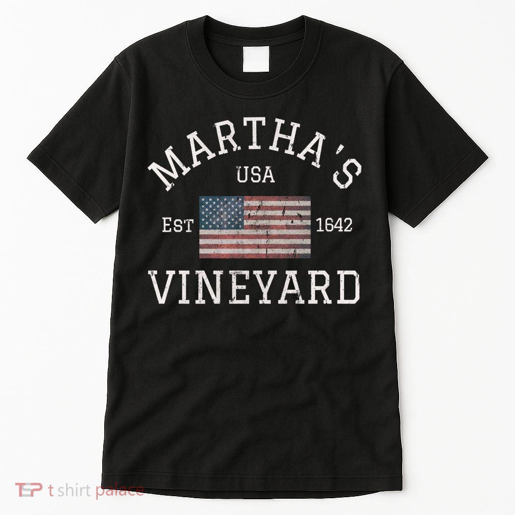 Marthas Vineyard Massachusetts American Flag Usa Vintage Tall T-Shirt