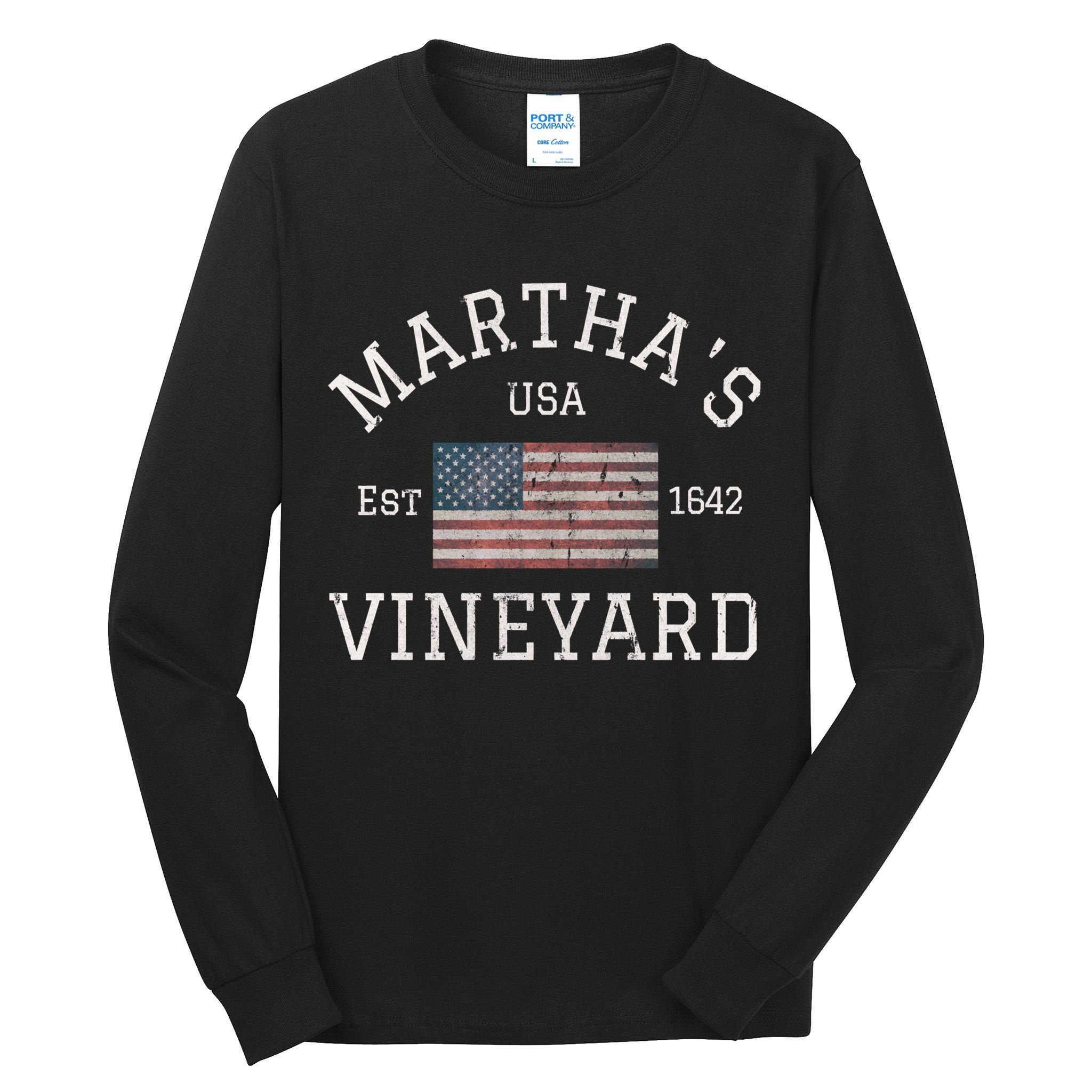Marthas Vineyard Massachusetts American Flag Usa Vintage Tall Long Sleeve T-Shirt