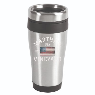 Marthas Vineyard Massachusetts American Flag Usa Vintage 16oz Travel Tumbler