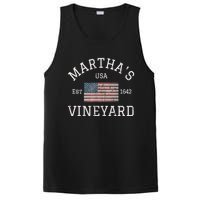 Marthas Vineyard Massachusetts American Flag Usa Vintage PosiCharge Competitor Tank