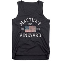 Marthas Vineyard Massachusetts American Flag Usa Vintage Tank Top