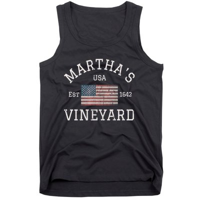 Marthas Vineyard Massachusetts American Flag Usa Vintage Tank Top