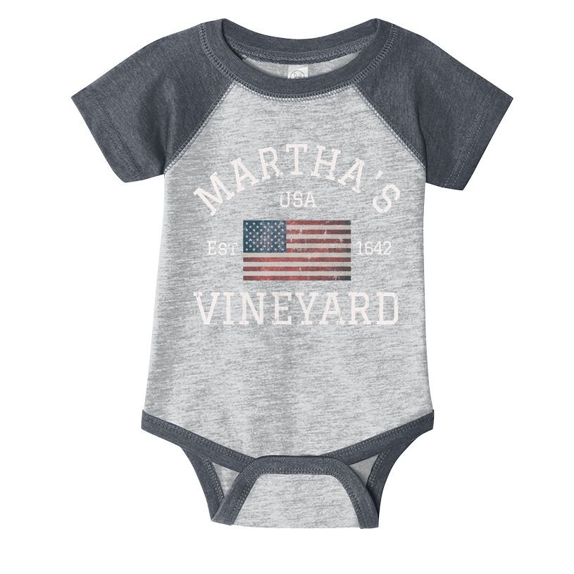 Marthas Vineyard Massachusetts American Flag Usa Vintage Infant Baby Jersey Bodysuit