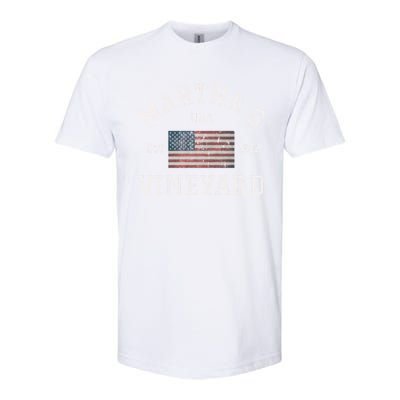 Marthas Vineyard Massachusetts American Flag Usa Vintage Softstyle® CVC T-Shirt