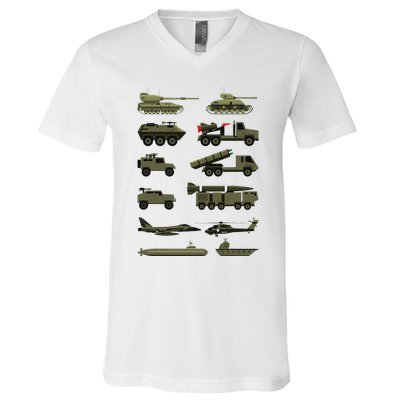 Military Vehicles Military Boy And Girl Tank Lover V-Neck T-Shirt