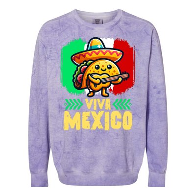 Mexican Viva Mexico Independence Day Flag Cute Taco Colorblast Crewneck Sweatshirt