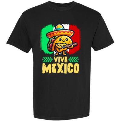 Mexican Viva Mexico Independence Day Flag Cute Taco Garment-Dyed Heavyweight T-Shirt