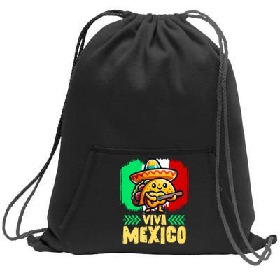 Mexican Viva Mexico Independence Day Flag Cute Taco Sweatshirt Cinch Pack Bag