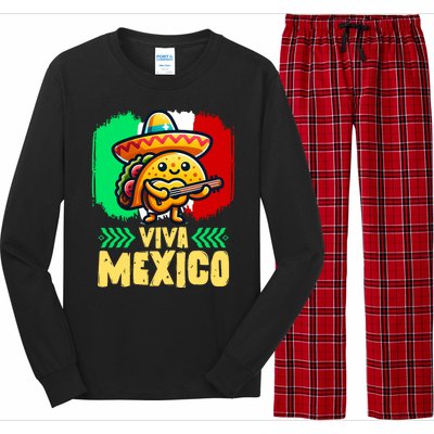 Mexican Viva Mexico Independence Day Flag Cute Taco Long Sleeve Pajama Set