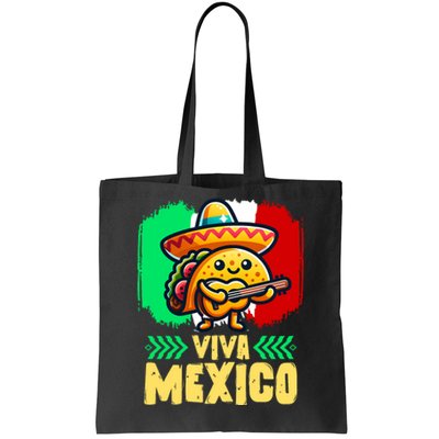 Mexican Viva Mexico Independence Day Flag Cute Taco Tote Bag