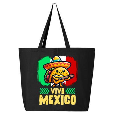 Mexican Viva Mexico Independence Day Flag Cute Taco 25L Jumbo Tote