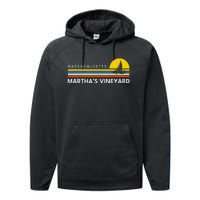 MarthaS Vineyard Massachusetts Ma Souvenirs Vintage Retro Performance Fleece Hoodie