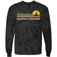 MarthaS Vineyard Massachusetts Ma Souvenirs Vintage Retro Tie-Dye Long Sleeve Shirt