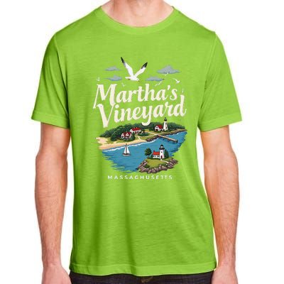 MarthaS Vineyard Massachusetts Scenic Island Illustration Adult ChromaSoft Performance T-Shirt