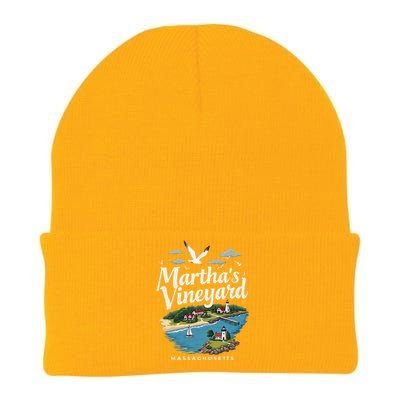 MarthaS Vineyard Massachusetts Scenic Island Illustration Knit Cap Winter Beanie