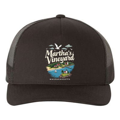 MarthaS Vineyard Massachusetts Scenic Island Illustration Yupoong Adult 5-Panel Trucker Hat