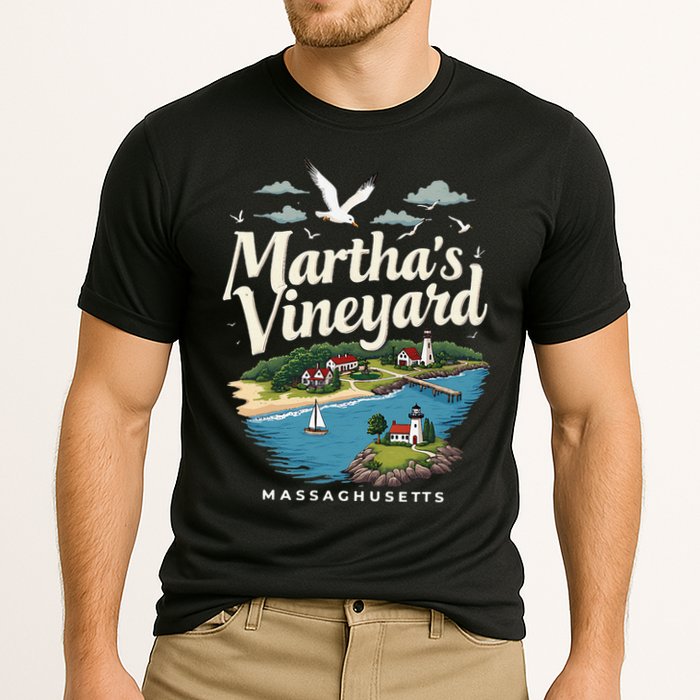 MarthaS Vineyard Massachusetts Scenic Island Illustration Cooling Performance Crew T-Shirt