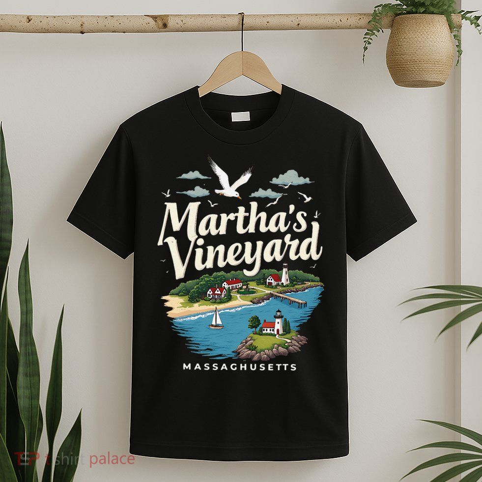MarthaS Vineyard Massachusetts Scenic Island Illustration T-Shirt