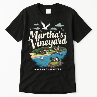 MarthaS Vineyard Massachusetts Scenic Island Illustration Tall T-Shirt