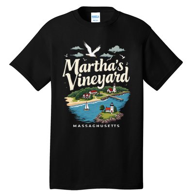 MarthaS Vineyard Massachusetts Scenic Island Illustration Tall T-Shirt