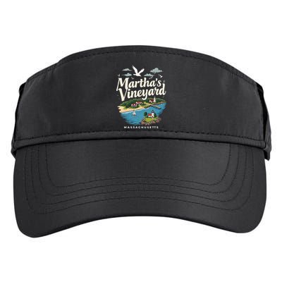 MarthaS Vineyard Massachusetts Scenic Island Illustration Adult Drive Performance Visor