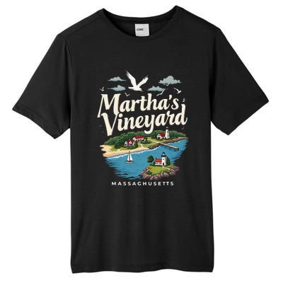 MarthaS Vineyard Massachusetts Scenic Island Illustration Tall Fusion ChromaSoft Performance T-Shirt