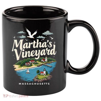 MarthaS Vineyard Massachusetts Scenic Island Illustration 11oz C Handle Ceramic Mug