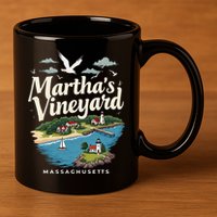 MarthaS Vineyard Massachusetts Scenic Island Illustration 11oz C Handle Ceramic Mug