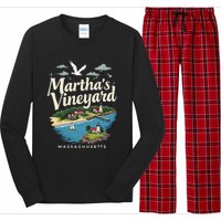 MarthaS Vineyard Massachusetts Scenic Island Illustration Long Sleeve Pajama Set