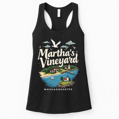 MarthaS Vineyard Massachusetts Scenic Island Illustration Womens Tank Top