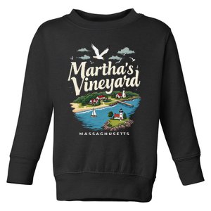 MarthaS Vineyard Massachusetts Scenic Island Illustration Toddler Sweatshirt