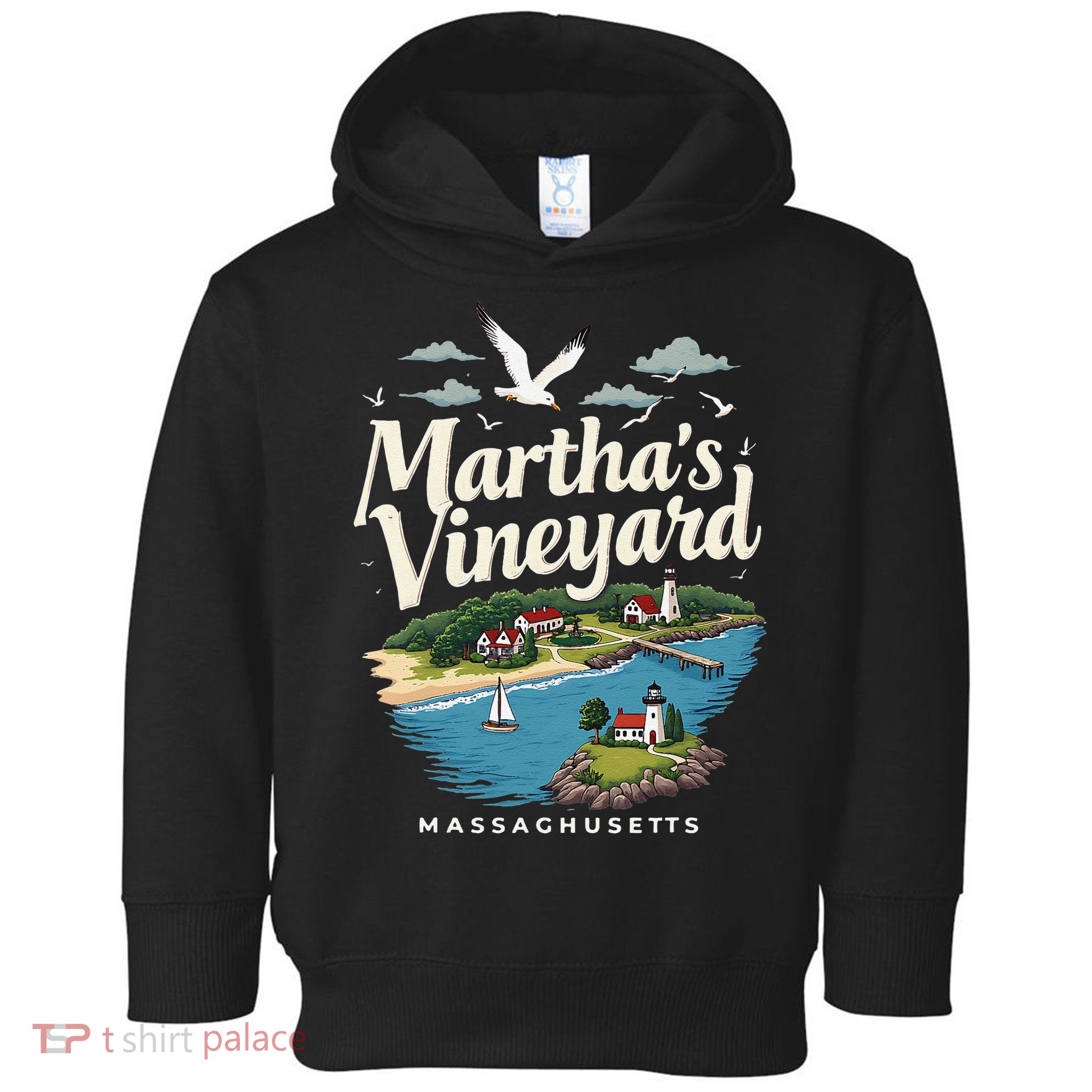 MarthaS Vineyard Massachusetts Scenic Island Illustration Toddler Hoodie