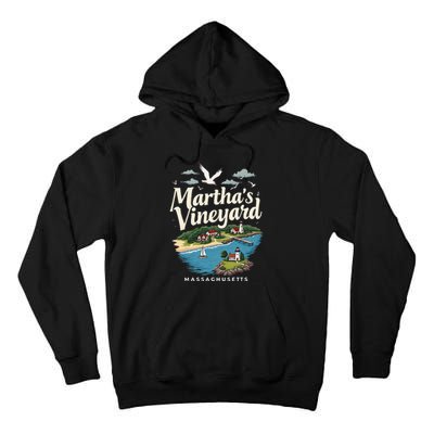 MarthaS Vineyard Massachusetts Scenic Island Illustration Tall Hoodie