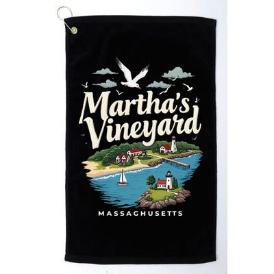 MarthaS Vineyard Massachusetts Scenic Island Illustration Golf Towel