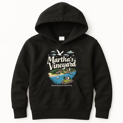 MarthaS Vineyard Massachusetts Scenic Island Illustration Kids Hoodie
