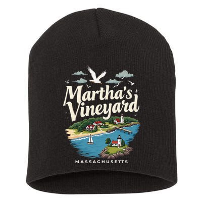 MarthaS Vineyard Massachusetts Scenic Island Illustration Short Acrylic Beanie