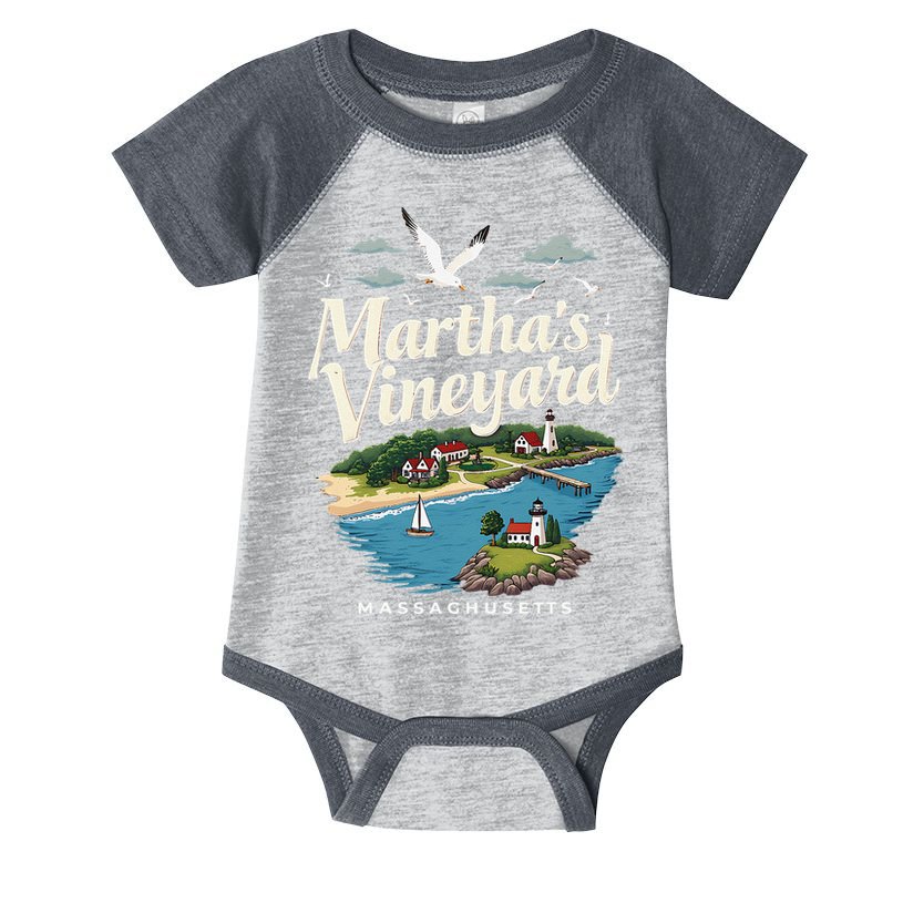 MarthaS Vineyard Massachusetts Scenic Island Illustration Infant Baby Jersey Bodysuit