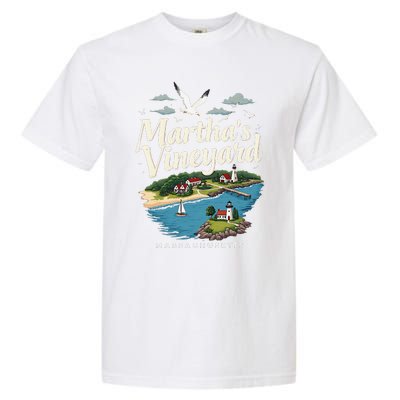 MarthaS Vineyard Massachusetts Scenic Island Illustration Garment-Dyed Heavyweight T-Shirt