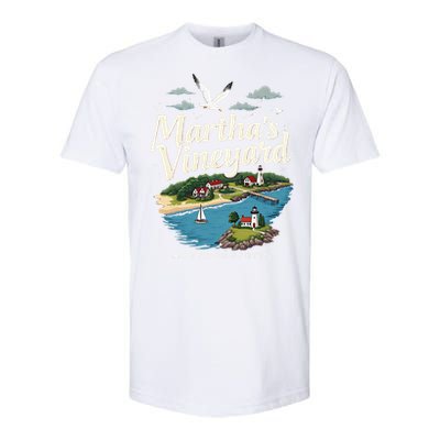 MarthaS Vineyard Massachusetts Scenic Island Illustration Softstyle CVC T-Shirt