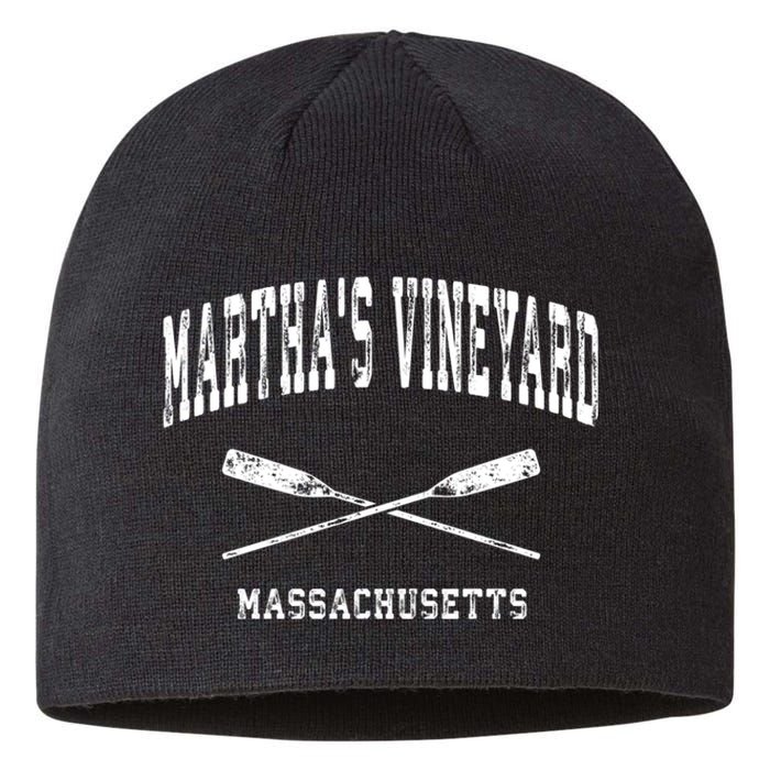 Martha's Vineyard Massachusetts Vintage Nautical Crossed Oar Gift Sustainable Beanie