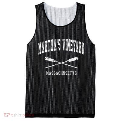 Martha's Vineyard Massachusetts Vintage Nautical Crossed Oar Gift Mesh Reversible Basketball Jersey Tank