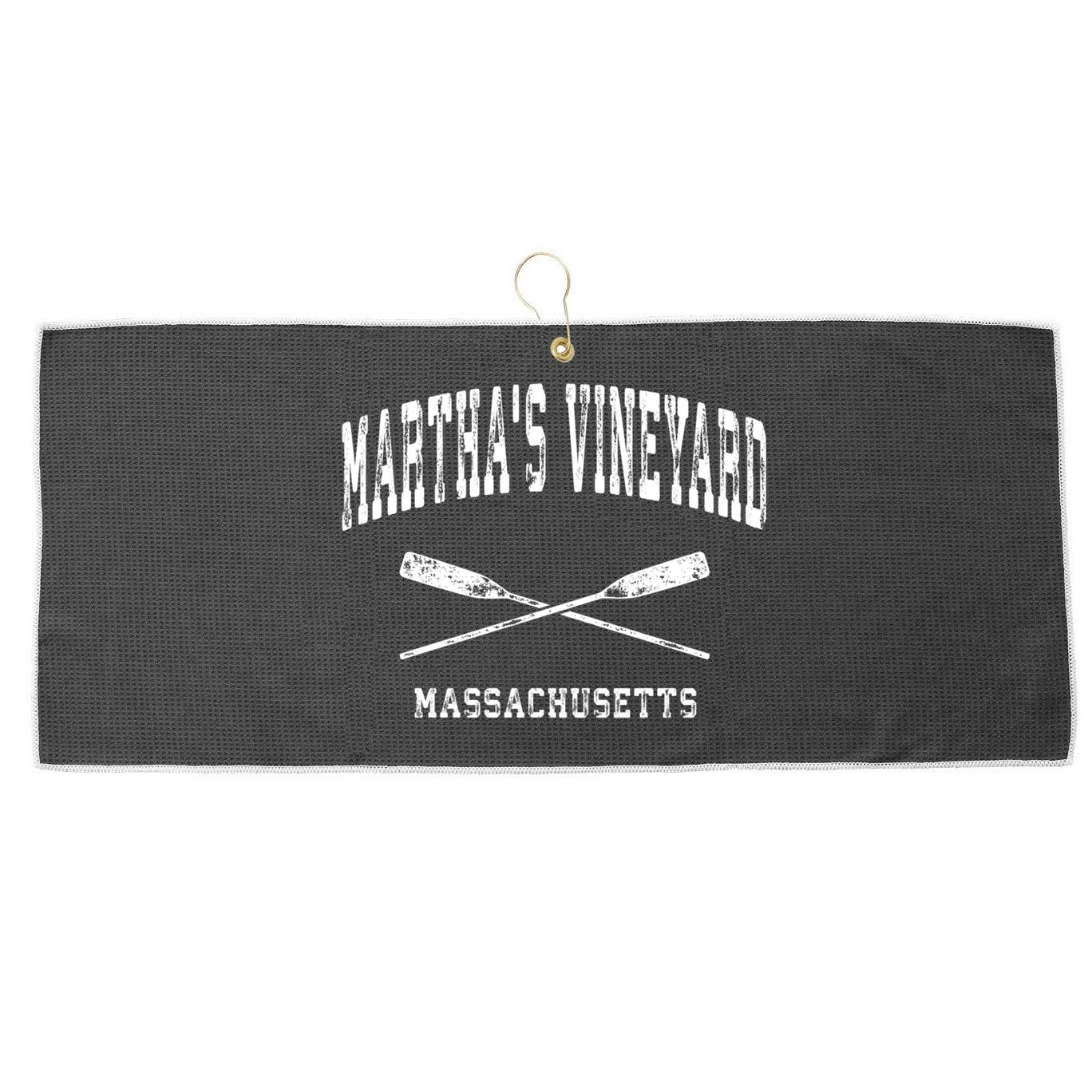 Martha's Vineyard Massachusetts Vintage Nautical Crossed Oar Gift Large Microfiber Waffle Golf Towel