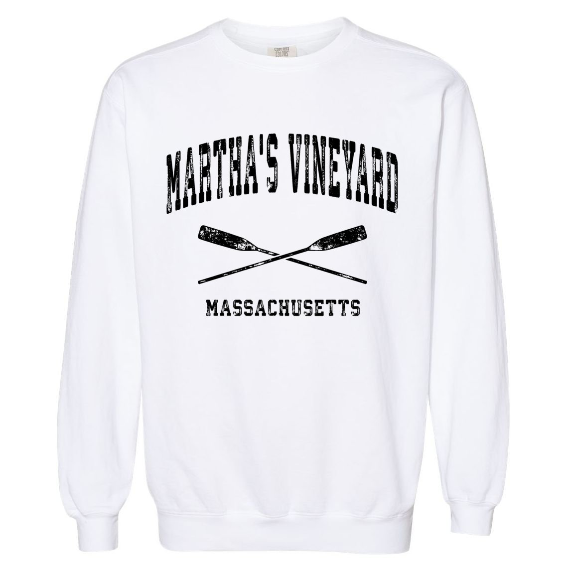 Martha's Vineyard Massachusetts Vintage Nautical Crossed Oar Gift Garment-Dyed Sweatshirt