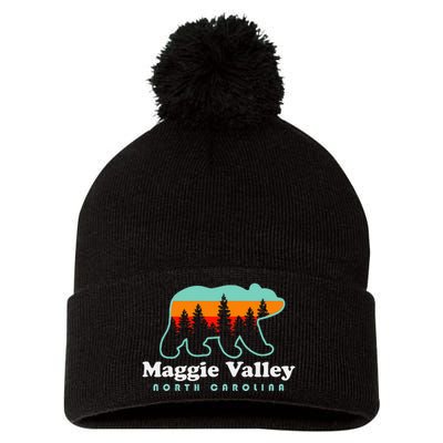 Maggie Valley North Carolina Mountain Town Vacation Pom Pom 12in Knit Beanie