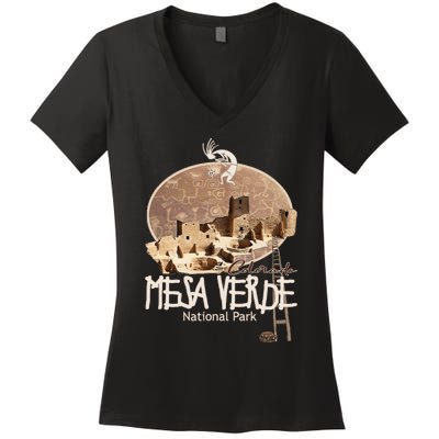 Mesa Verde National Park Colorado Souvenir Anasazi Ruins Women's V-Neck T-Shirt