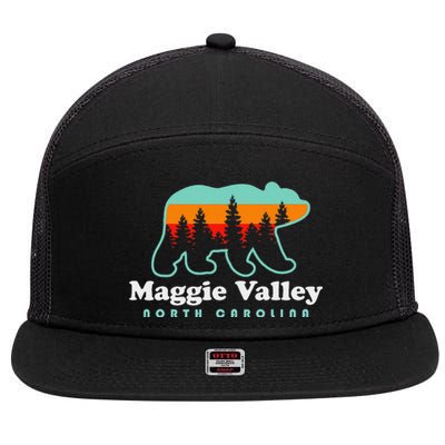 Maggie Valley North Carolina Mountain Town Vacation 7 Panel Mesh Trucker Snapback Hat