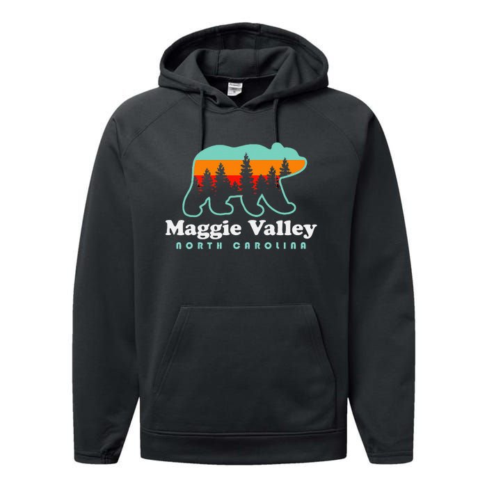 Maggie Valley North Carolina Mountain Town Vacation Performance Fleece Hoodie